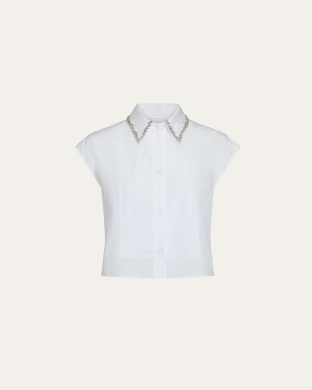 Cap-Sleeve Top with Beaded Collar
